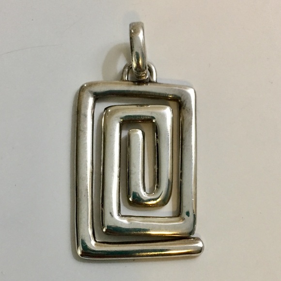 Vintage Sterling Silver Rectangle Pendant - Picture 1 of 4